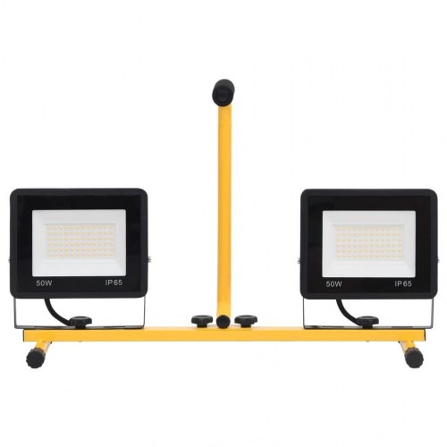 LED-projektør med håndtag 2x50 W varm hvid