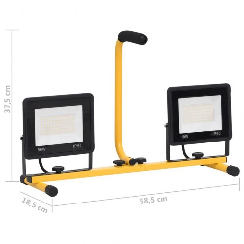 LED-projektør med håndtag 2x50 W varm hvid