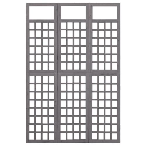 3-panels rumdeler/espalier 121x180 cm massivt grantræ grå