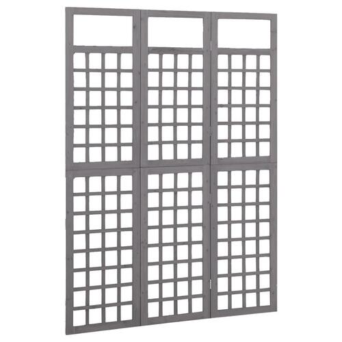 3-panels rumdeler/espalier 121x180 cm massivt grantræ grå