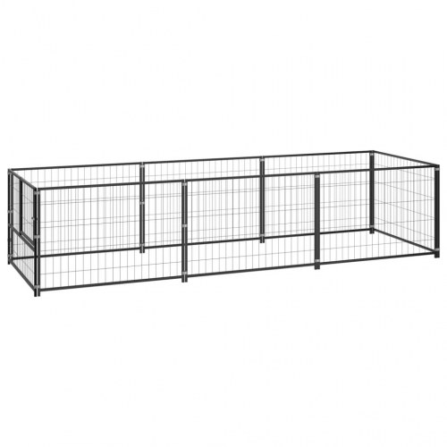 Hundeløbegård 3 m² i stål - sort, 300 × 100 × 70 cm