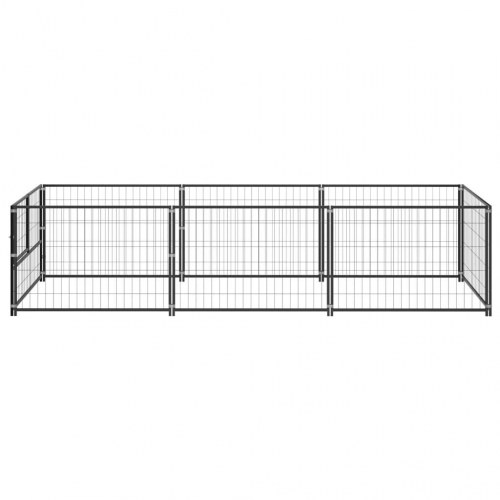 Hundeløbegård 3 m² i stål - sort, 300 × 100 × 70 cm