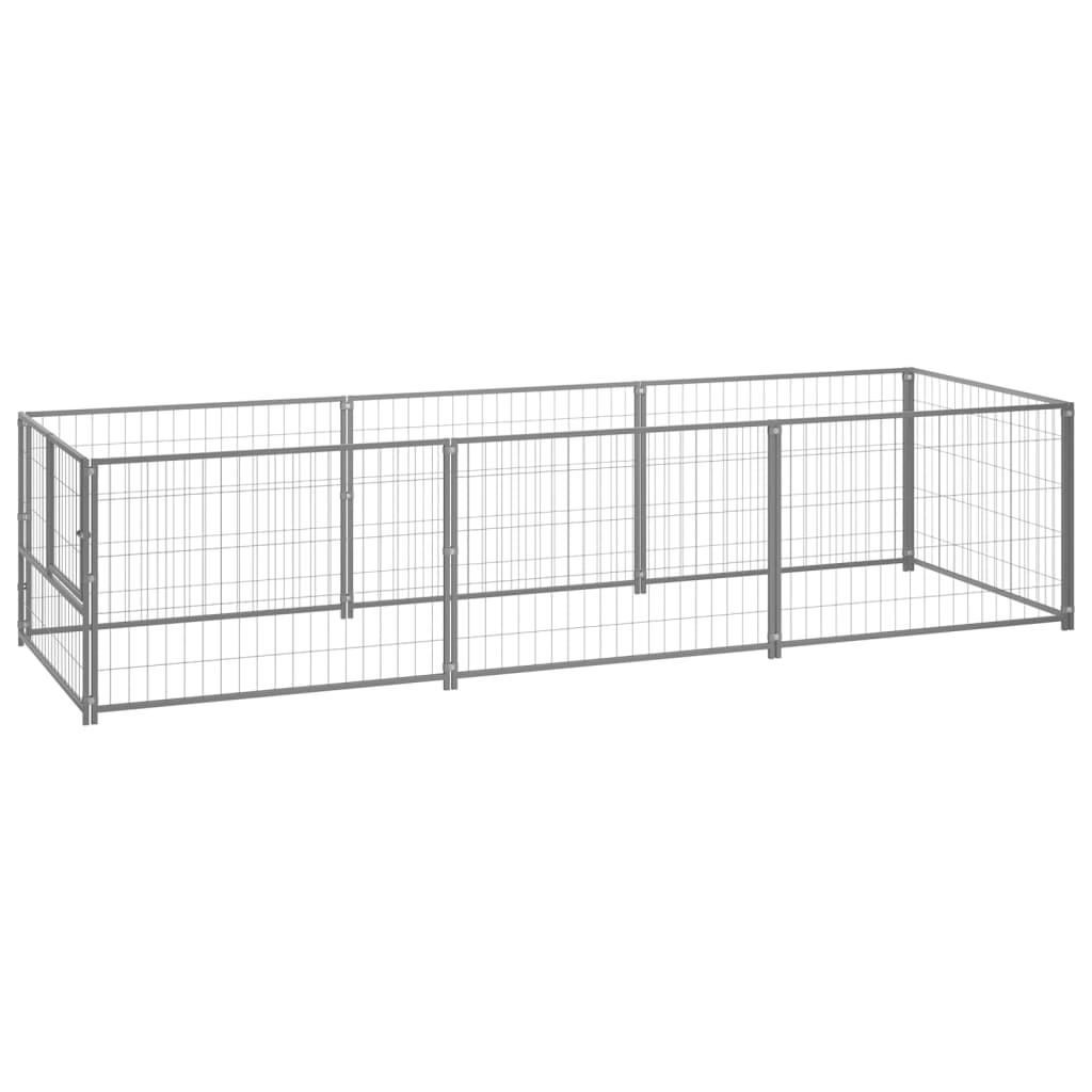 Hundeløbegård 3 m² stål sølvfarvet billede