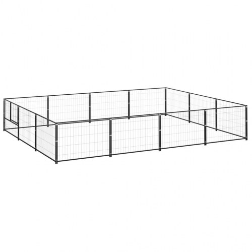 Hundeløbegård 12 m² i stål - sort, 400 × 300 × 70 cm