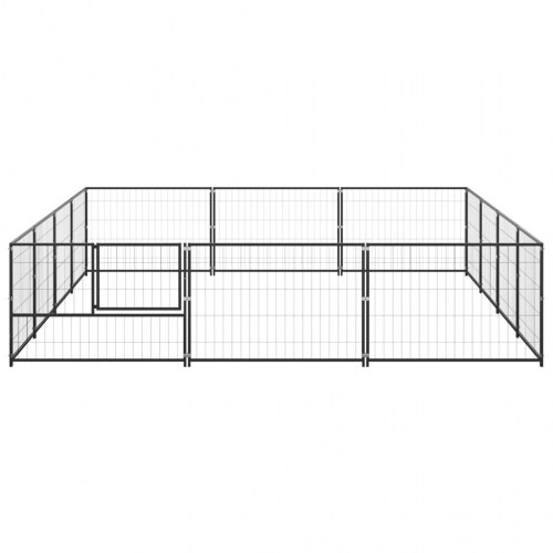 Hundeløbegård 12 m² i stål - sort, 400 × 300 × 70 cm