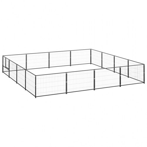 Hundeløbegård 16 m² i stål - sort 400 × 400 × 70 cm