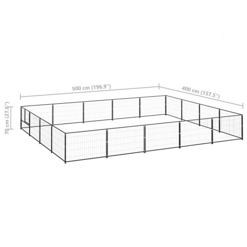 Hundeløbegård 20 m² stål sort