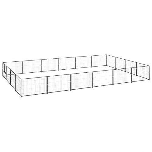 Hundeløbegård 24 m² i stål - sort udendørs hundebur 600×400×70 cm