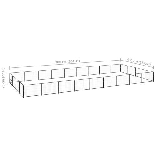 Hundeløbegård 36 m² stål sort