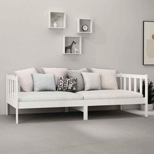Daybed med madras 90x200 cm massivt fyrretræ hvid