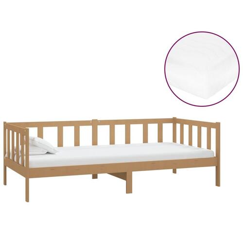 Daybed med madras 90x200 cm massivt fyrretræ gyldenbrun