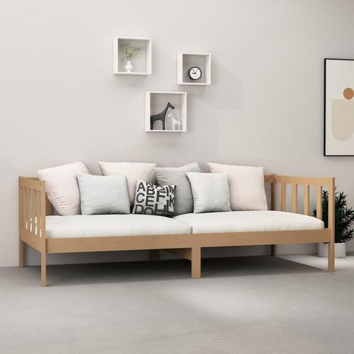 Daybed med madras 90x200 cm massivt fyrretræ gyldenbrun