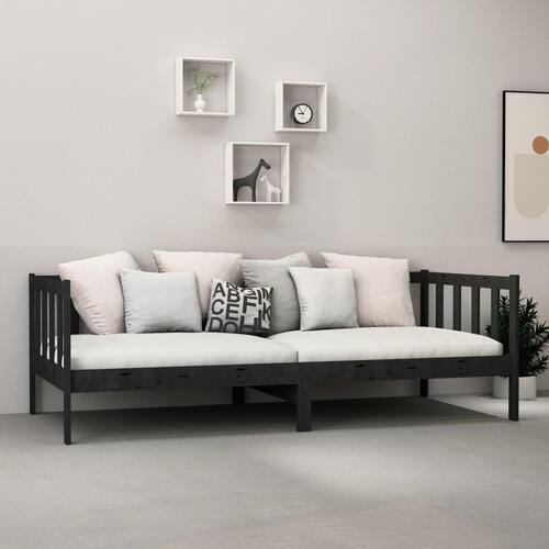 Daybed med madras 90x200 cm massivt fyrretræ sort