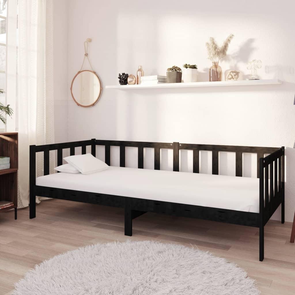 Daybed Med Madras 90x200 Massivt Fyrretræ Sort
