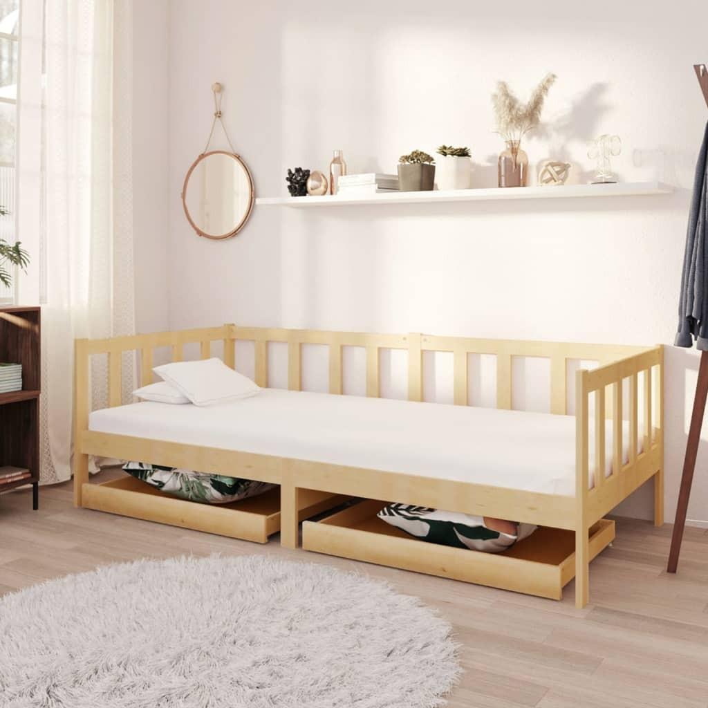 Daybed med skuffer 90x200 cm massivt fyrretræ billede