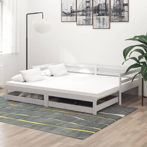 Daybed med udtræk 2x(90x200) cm massivt fyrretræ hvid
