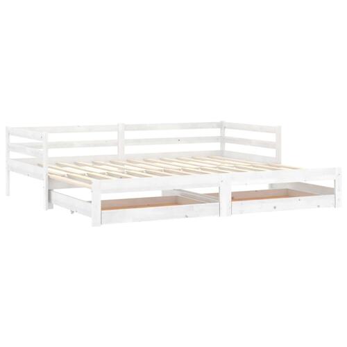 Daybed med udtræk 2x(90x200) cm massivt fyrretræ hvid