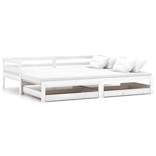 Daybed med udtræk 2x(90x200) cm massivt fyrretræ hvid