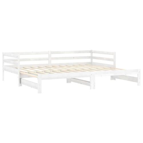 Daybed med udtræk 2x(90x200) cm massivt fyrretræ hvid