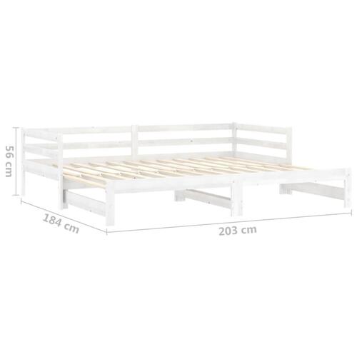 Daybed med udtræk 2x(90x200) cm massivt fyrretræ hvid