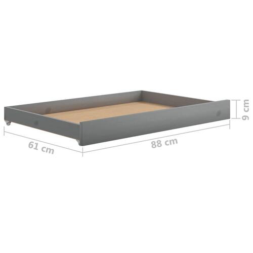 Daybed med udtræk 2x(90x200) cm massivt fyrretræ grå