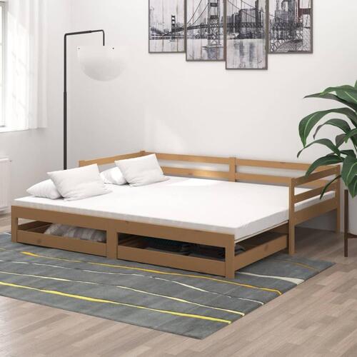 Daybed med udtræk 2x(90x200) cm massivt fyrretræ gyldenbrun