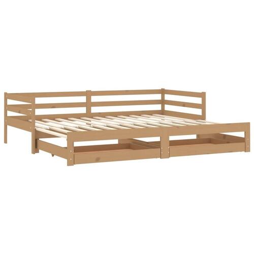 Daybed med udtræk 2x(90x200) cm massivt fyrretræ gyldenbrun