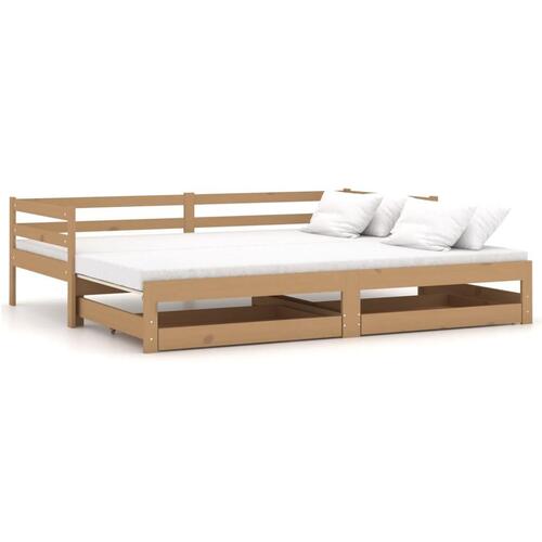 Daybed med udtræk 2x(90x200) cm massivt fyrretræ gyldenbrun