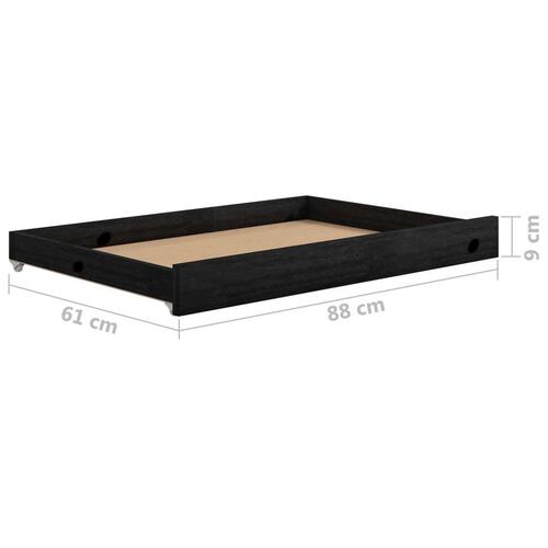 Daybed med udtræk 2x(90x200) cm massivt fyrretræ sort