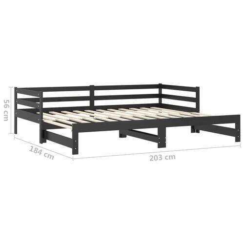 Daybed med udtræk 2x(90x200) cm massivt fyrretræ sort