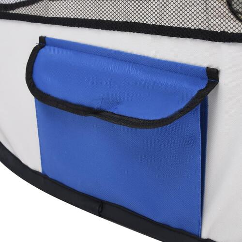 Foldbar hundegård med bæretaske 125x125x61 cm blå