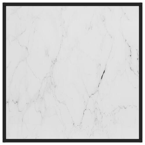 Tebord 80x80x35 cm marmorglas hvid