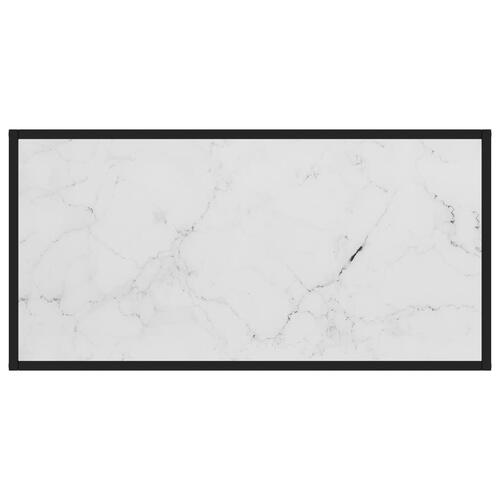 Sofabord 100x50x35 cm hvidt marmorglas sort