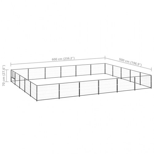 Hundeløbegård 30 m² - stål, sort