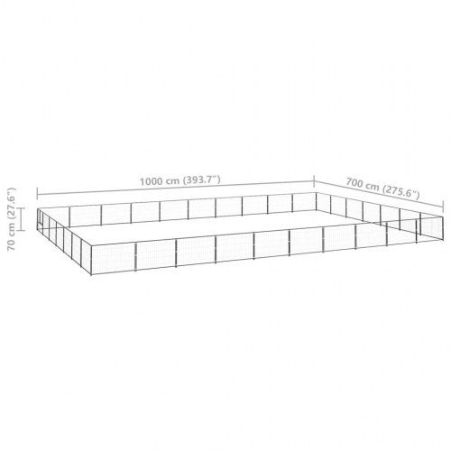 Hundeløbegård 70 m² i stål - sort udendørs hundebur 1000 × 700 × 70 cm