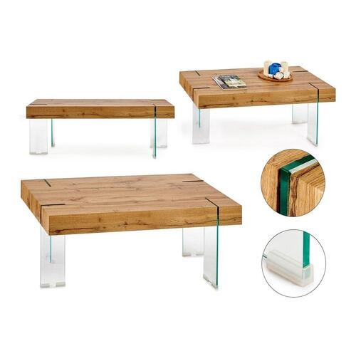Sofabord Glas Træ MDF 60 x 42 x 120 cm