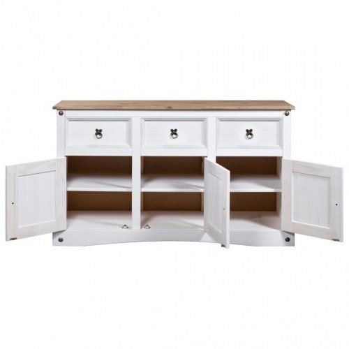 Skænk Corona-serien 132x43x78 cm mexicansk fyrretræ hvid