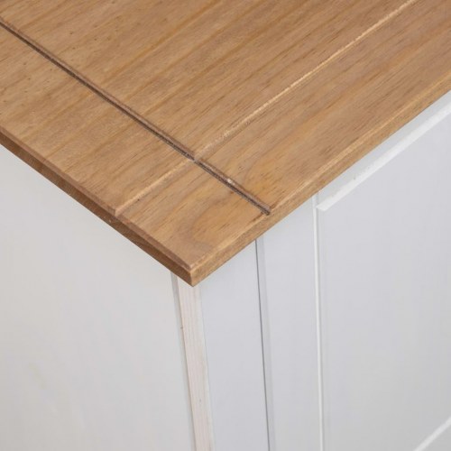 Tv-bord i massivt fyrretræ - Panama-serien, 120 × 40 × 50 cm, hvid/natur