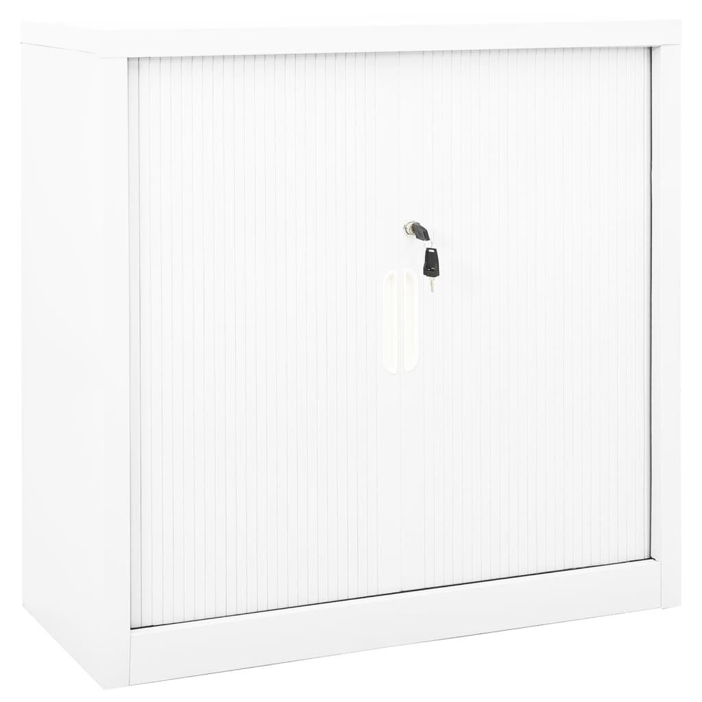 Skab med skydelåger 90x40x90 cm stål hvid