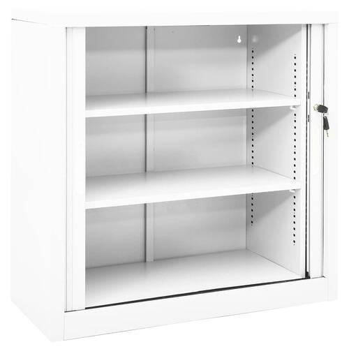 Skab med skydelåger 90x40x90 cm stål hvid
