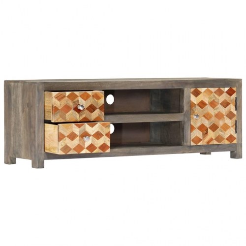 TV-bord 120×30×40 cm i massivt mangotræ - grå/brun