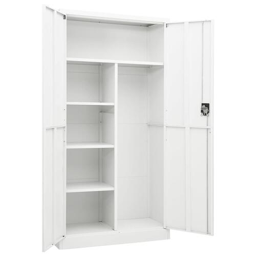 Skab med lås 90x40x180 cm stål hvid