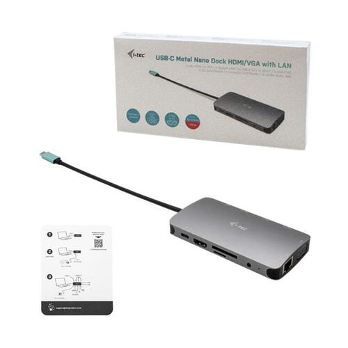 USB-C dockingstation i-Tec C31NANODOCKVGAPD - sølv