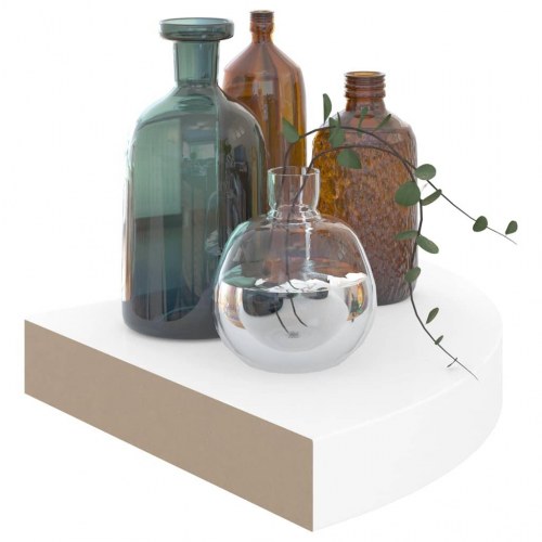 Svævende hjørnehylder - 2 stk., højglans hvid, 25×25×3,8 cm, MDF