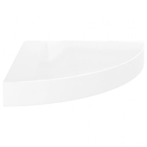 Svævende hjørnehylder - 2 stk., højglans hvid, 25×25×3,8 cm, MDF