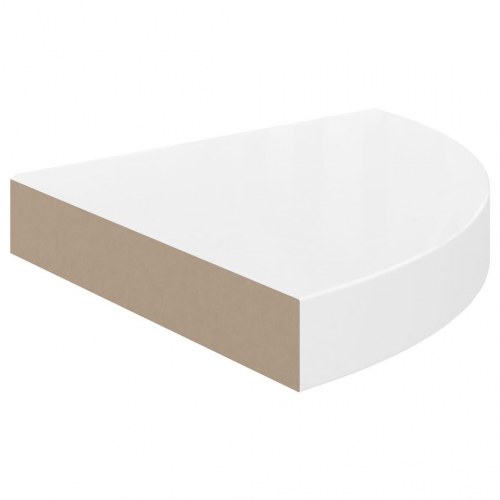 Svævende hjørnehylder - 2 stk., højglans hvid, 25×25×3,8 cm, MDF