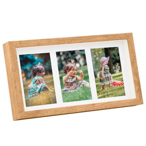 3D-billedrammer 5 stk. 18x35 cm til 3x(10x15 cm) billede egetræ
