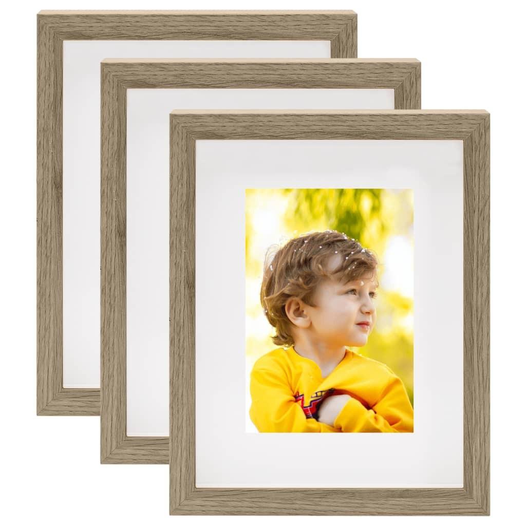3D-billedrammer 3 stk. 20x25 cm til 13x18 cm billede mørkt træ
