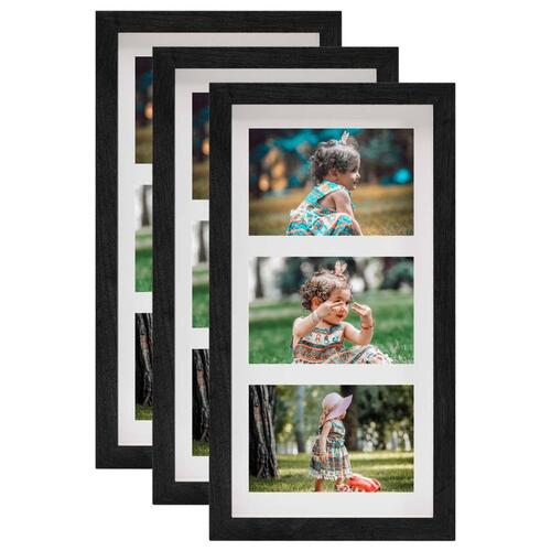 3D-billedrammer 3 stk. 18x35 cm til 3x(10x15 cm) billede sort