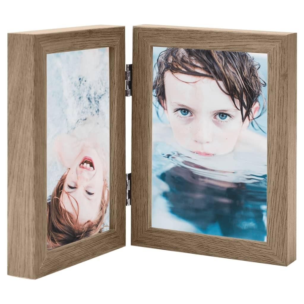 Folderamme til 2 billeder 2x(10x15 cm) lysebrun